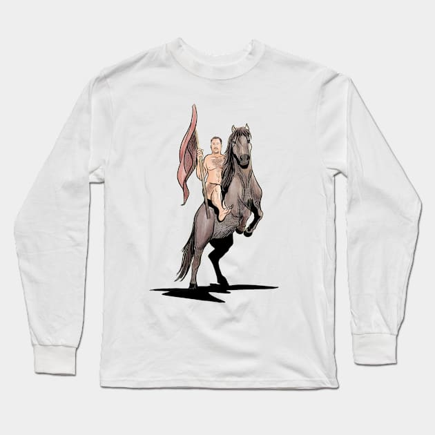 Nick Naked on a Horse Long Sleeve T-Shirt by Gag On This